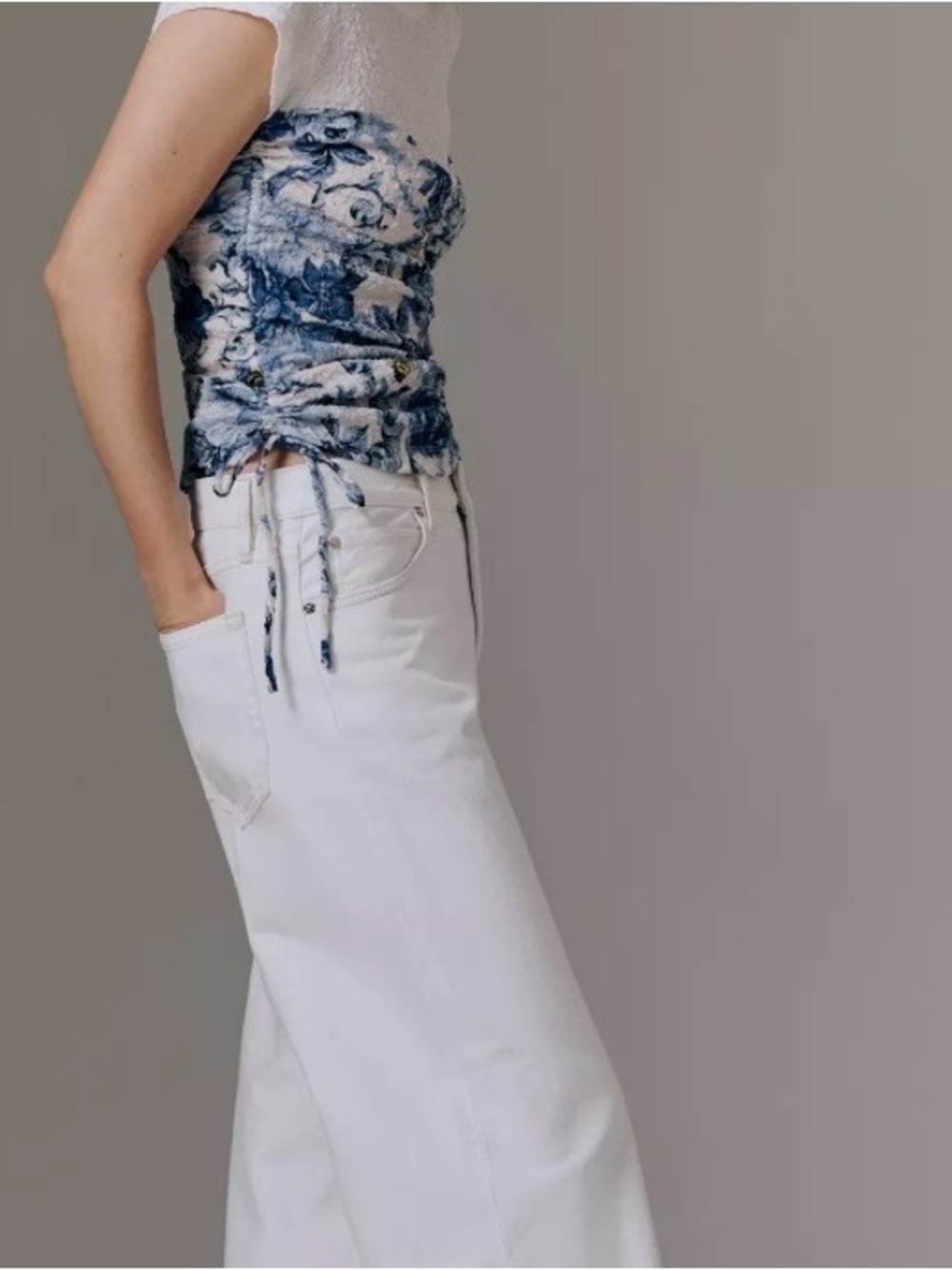 Maeve Ruched Corset Short-Sleeve Top Size Small - Picture 7 of 9